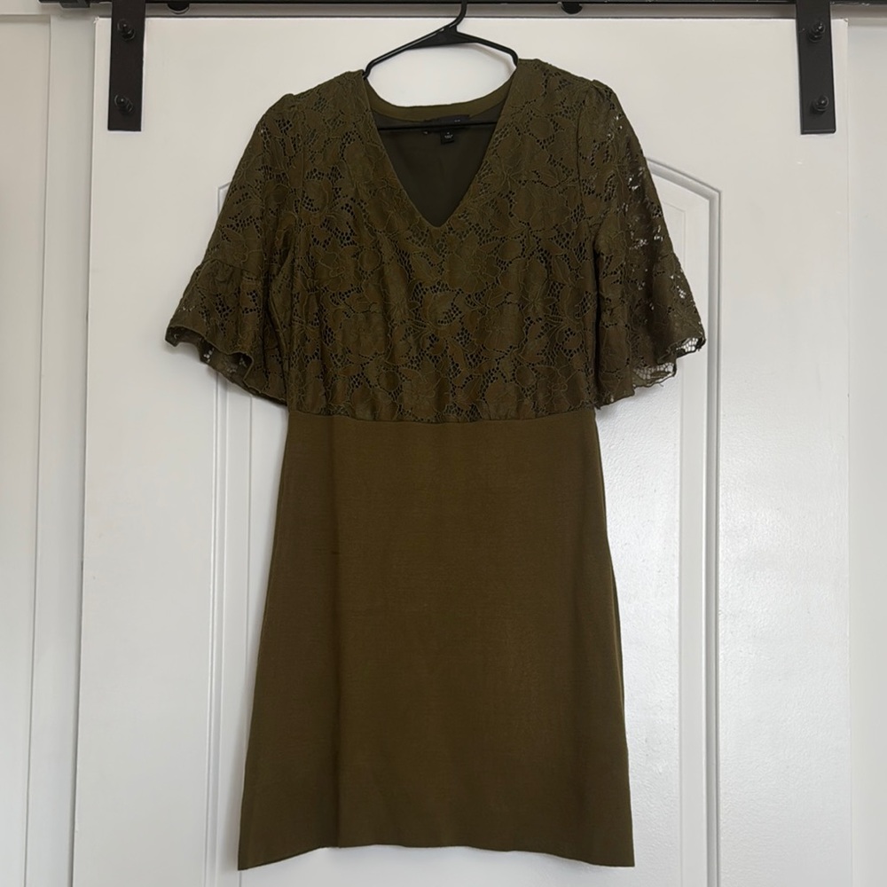 Ann Taylor Elegant Olive Lace Dress
